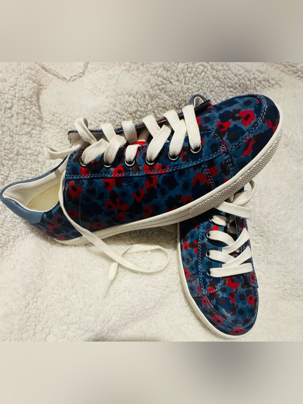 Coach Blue and Red Floral Low-Top Sneakers